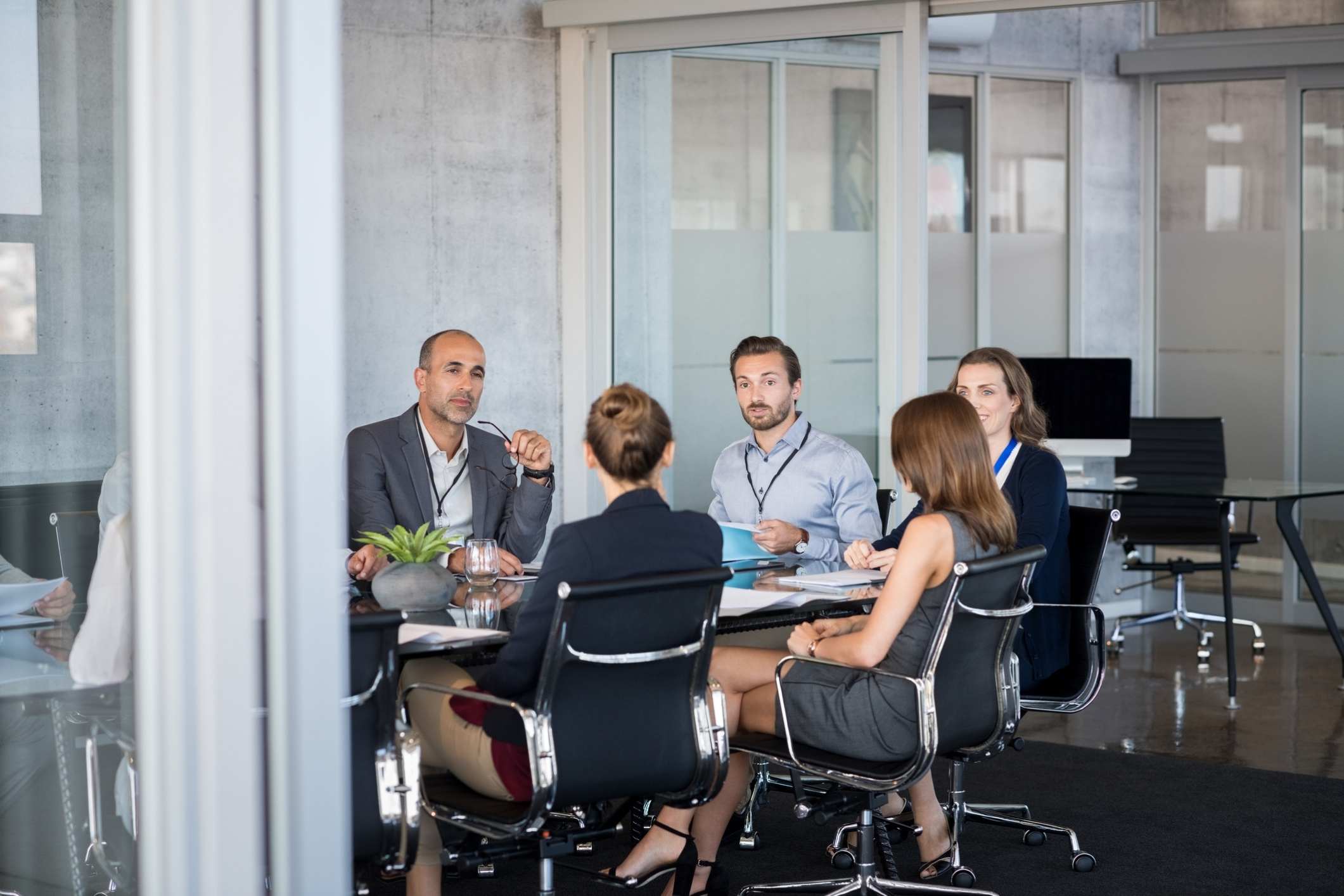 A company-wide meeting to discuss reverse discrimination claims.