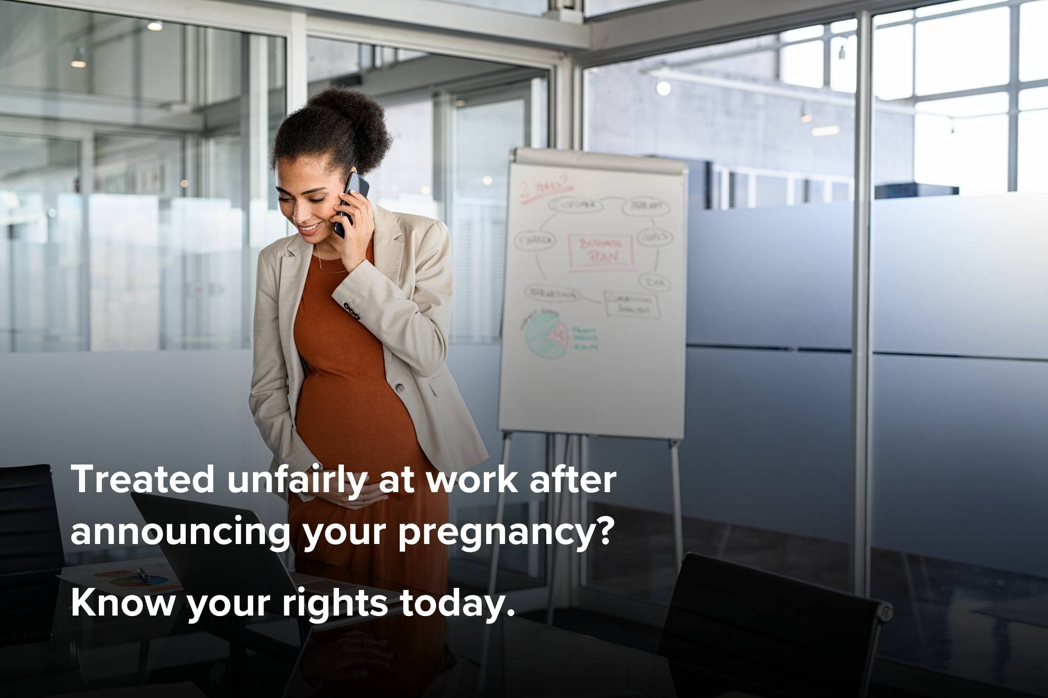 A pregnant employee calling a San Diego pregnancy discrimination law firm.