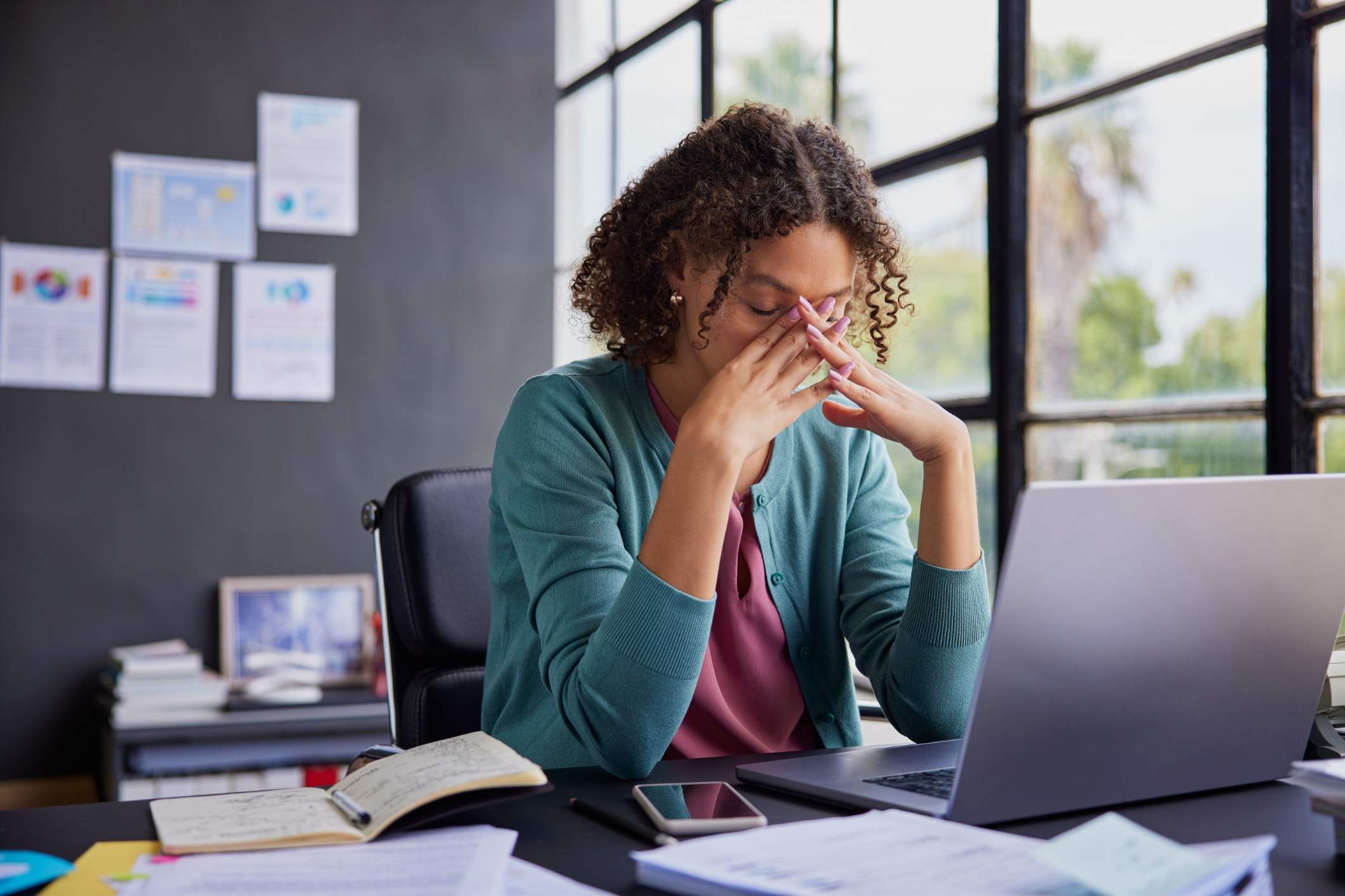 Woman receives a lewd image at Woman receives a lewd image at work. This is a form of visual sexual harassment.